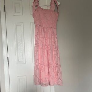 Pink Sleeveless Midi Dress